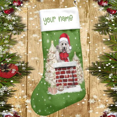 Personalized Poodle Dog Christmas Stocking, Cute Poodle Xmas Stocking (Style 9)